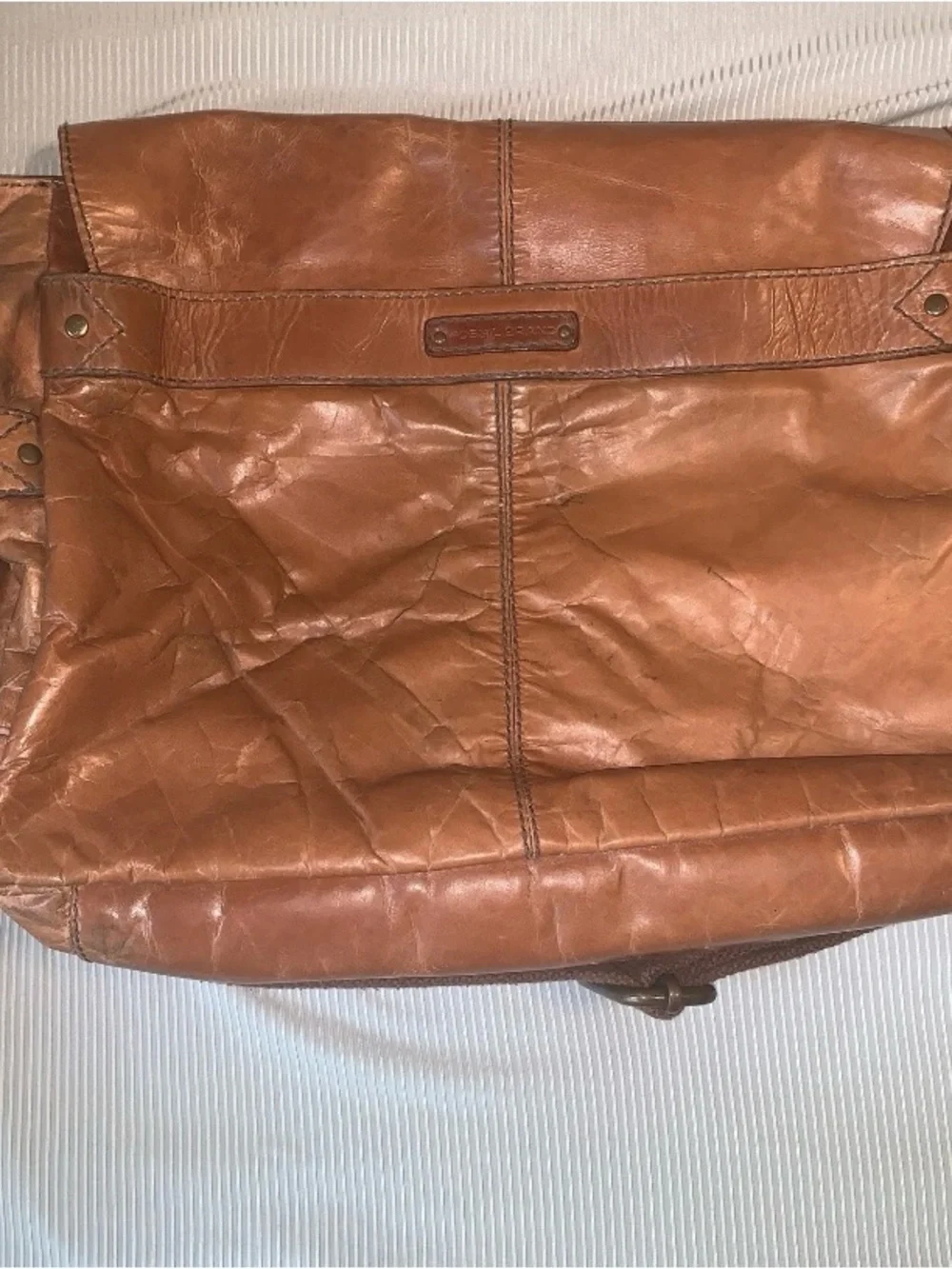 Vintage Fossil Leather Messenger Computer Bag Adjustable Strap Magnetic Flap